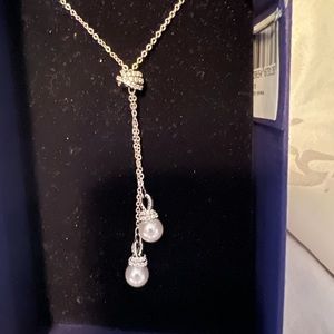 NWT. Swarovski pearl drop Y necklace. Matching earrings in closet.